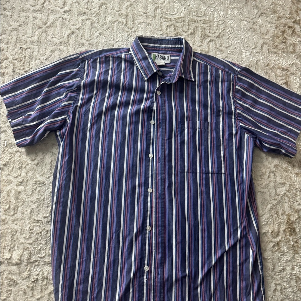 Haband Men's Multicolor Striped Button Down Shirt